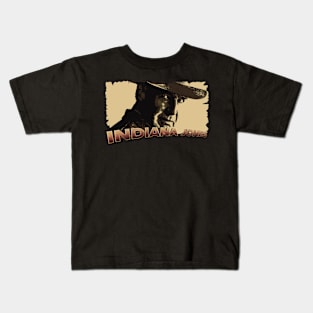 indiana jones retro brown vintage Kids T-Shirt